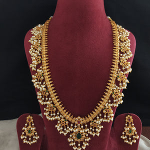 Traditional Antique Pearl Guttupusalu Long Haram Set