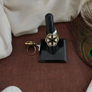 Victorian Floral Design Moissanite/Polki Adjustable Finger Rings