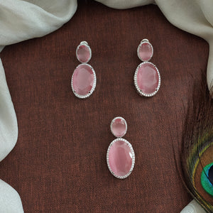 Timeless Brilliance Of Rhodium-Plated Zircon Pendant Sets