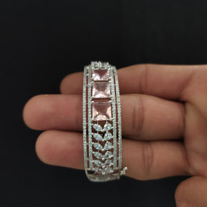 Zircon Kada Bracelets in Rhodium Finish
