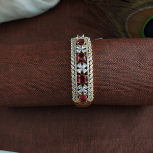 Elegant Diamond Finish Kada Bracelet with Zircon Stones