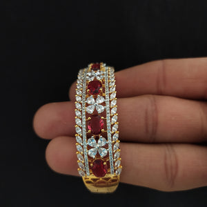 Elegant Diamond Finish Kada Bracelet with Zircon Stones