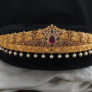 Embrace the Enchanting Dance Peacock Design Yellow Antique Hip Belt