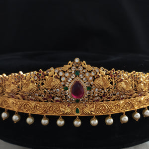 Embrace the Enchanting Dance Peacock Design Yellow Antique Hip Belt