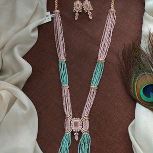 Rose Gold Mala Set with Zircon/AD Stones