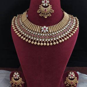 "Kundan Bridal Necklace Set with Dual Styles and Matching Jhumki & Tikka"