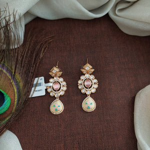 Enchanting Elegance Gold Plated Meenakari Kundan Chandbali Earrings