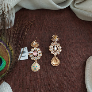 Enchanting Elegance Gold Plated Meenakari Kundan Chandbali Earrings