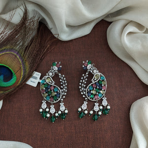 Victorian Elegance Zircon Diamond Stud Earrings with Dangles