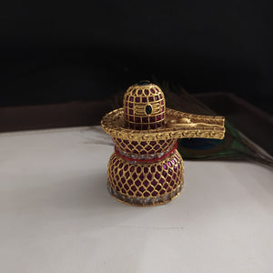 Antique Shivaling with Kemp Stones - White, Ruby, and Green