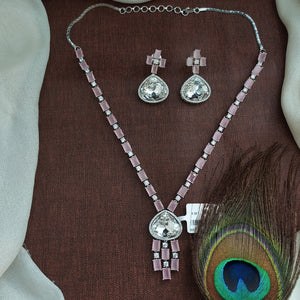 Delicate Grace - Single Layer Zircon Necklace Sets (Baby Pink & Violet)