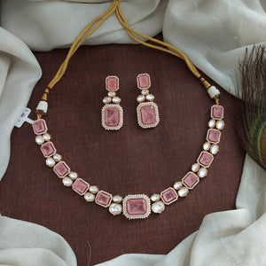 Gold Plated Moissanite Necklace Set