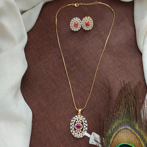 Simple Trending Gold-Plated Zircon Necklace Set – Chain with Pendant