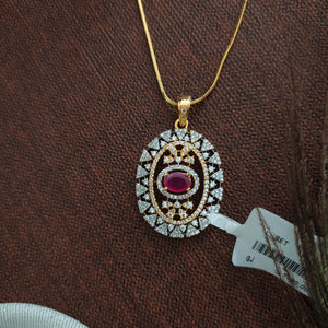 Simple Trending Gold-Plated Zircon Necklace Set – Chain with Pendant