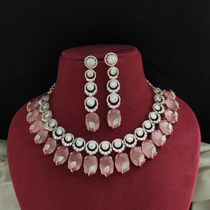 Zircon Necklace Set in Rose Gold Plating