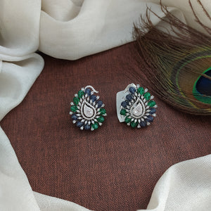 Mango-Shaped Black Rhodium Zircon Studs