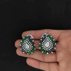 Mango-Shaped Black Rhodium Zircon Studs