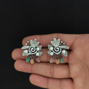 Black Finish Zircon Studs with Beads