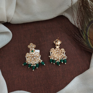 Gold-Plated Kundan Floral Earrings