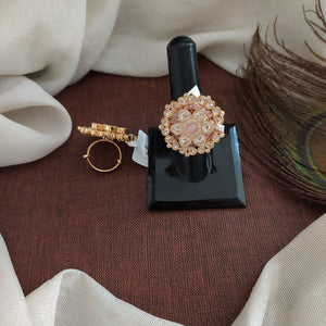 Opulent Gold-Plated Kundan Rings with Uncut Stones