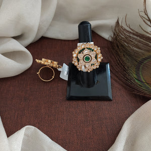 Opulent Gold-Plated Kundan Rings with Uncut Stones