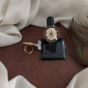 Radiant Gold Plated Uncut Stone Adjustable Finger Rings