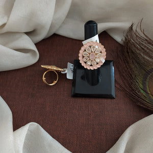 Radiant Gold Plated Uncut Stone Adjustable Finger Rings