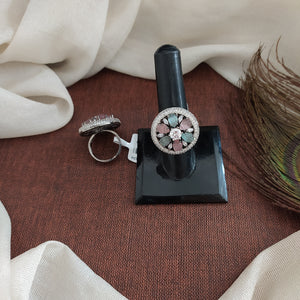 Elegant Black Rhodium Victorian Finger Rings with Sparkling Zircon Stones