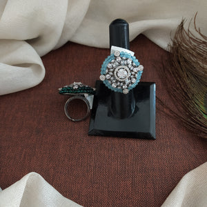 Elegant Black Rhodium Victorian Finger Rings with Sparkling Zircon Stones