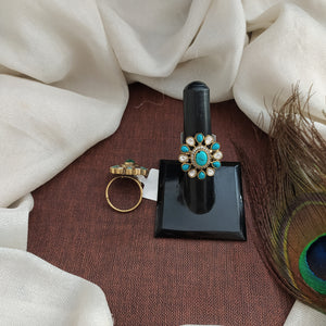 Victorian Adjustable Finger Rings with Kundan/Polki Stones