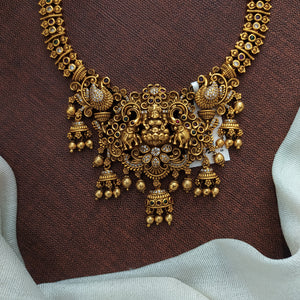 Antique Nakshi Work Lakshmi Long Haram Set with Matching Jhumki