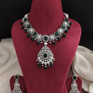 Black-Rhodium Zircon Necklace Set with Pumpkin Drops