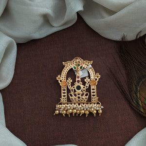 Antique Goddess Kemp Pendant with Gold and Pearl Dangling