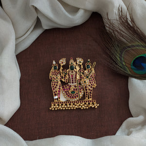 Antique Kemp Stones Lakshmi Pendant Set - Customizable for the Festive Season