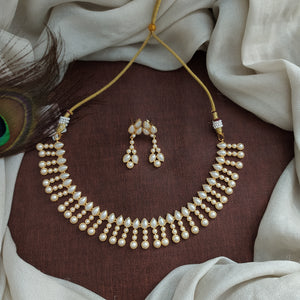 Gold-Plated Zircon Necklace Set with Earrings - Available in 9 Colors