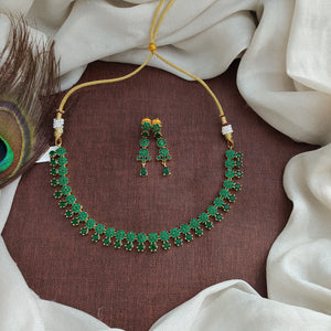 Gold-Plated Floral Design Zircon Necklace Sets with Earrings - Available in Various Colors