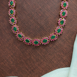 Gold-Plated Zircon Long Haram Set with Real Diamond-Color Stones - Available in 5 Stunning Variants