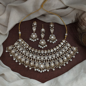 Violet Polki Kundan Choker Set | Victorian Finish | Statement Bridal Jewellery
