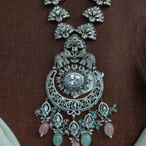 Long Diamond Replica Necklace Set | Crystals & Colored Stones | Pastel Duo & Violet