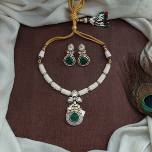 Designer Polki Kundan Hasli Set | Pearl-Embedded | Green, Ruby, Mint & Baby Pink
