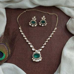Delicate Polki Kundan Necklace Set | Available in Ruby, Green, Mint & Baby Pink