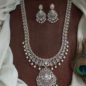 Zircon Long Haram Set | Gold Diamond Finish | Real Diamond Look