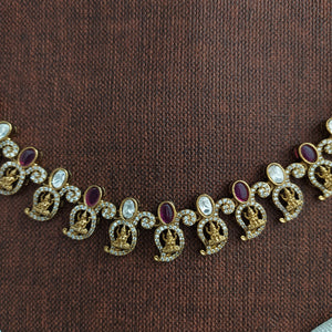 Traditional Mango Design Ruby Necklace Set | Lakshmi Motif | Polki Kundan Stones