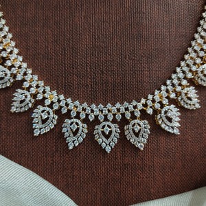 Sleek Diamond Replica Zircon Long Haram Set | Elegant CZ Stone Necklace