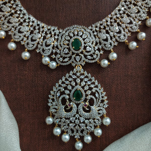 Zircon Long Haram Set with Detachable Pendant | Gold Diamond Finish | Dual Style Necklace