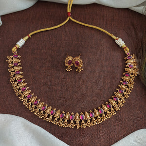 Antique Minimal Kemp Necklace Set | Classic Red & Red-Green Combination