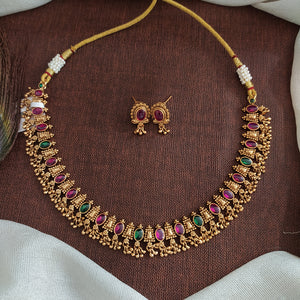 Antique Minimal Kemp Necklace Set | Classic Red & Red-Green Combination