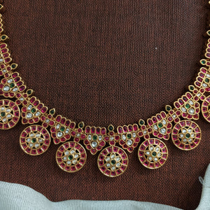 Traditional Kemp Bottumalai Long Haram – South Indian Temple Style Necklace