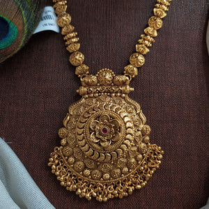 Rajwadi Plain Gold Look Long Haram Set – Traditional Layered Statement Jewellery