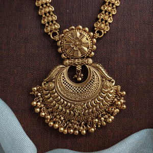 Rajwadi Plain Gold Look Long Haram Set – Traditional Layered Statement Jewellery